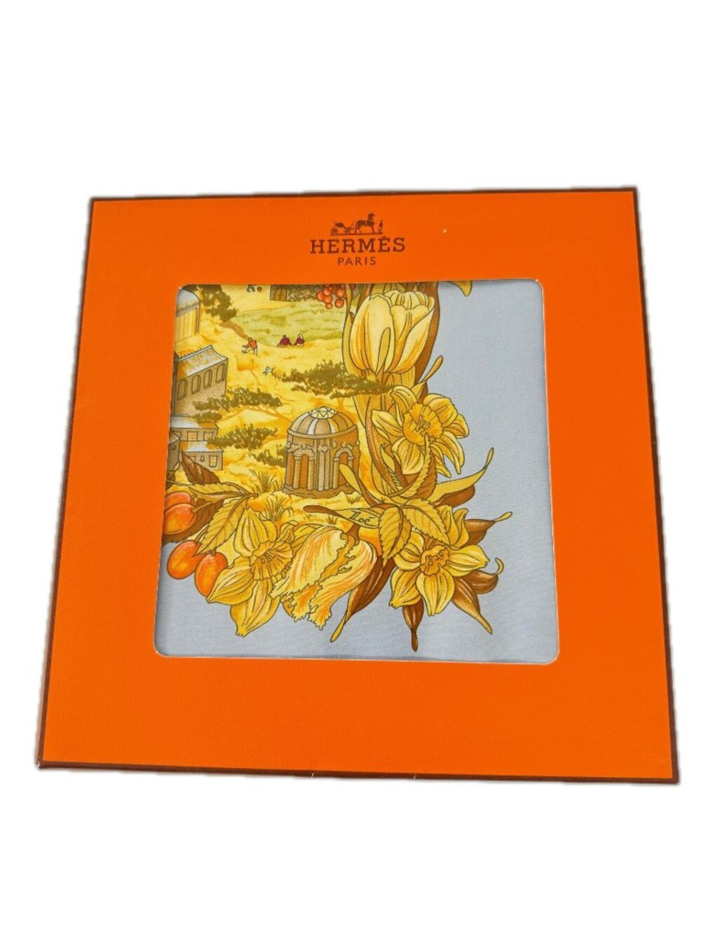 Hermes Scarf in Paradise Silk 100% Light Blue